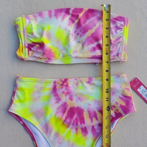 Xhilaration tube top and high waist cheeky bottoms tie dye bikini - Picture 3 of 10